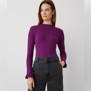 Purple Ruffle Trim Women's Top